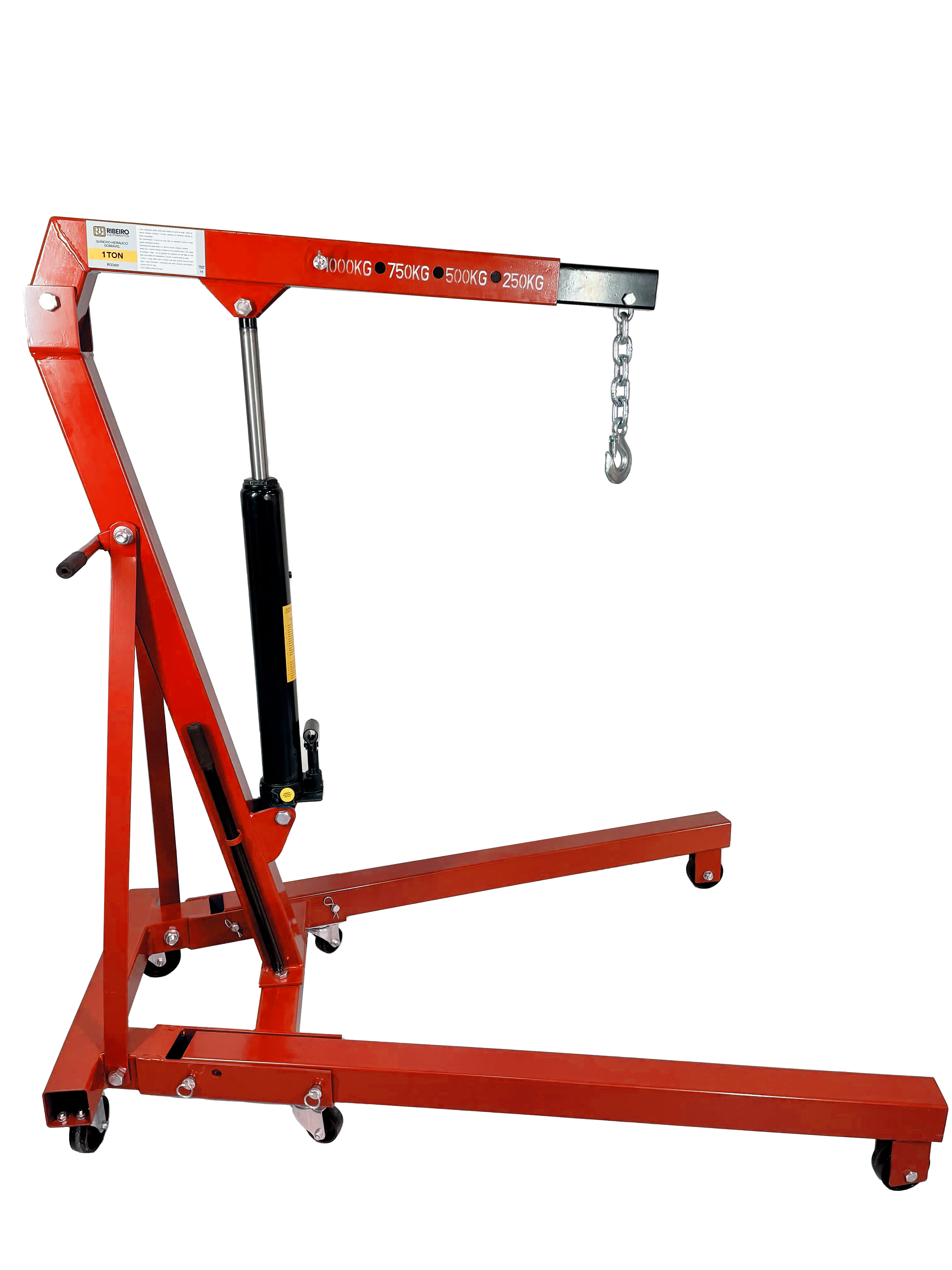 Guincho Hidráulico Dobrável 1 Ton – Vermelho